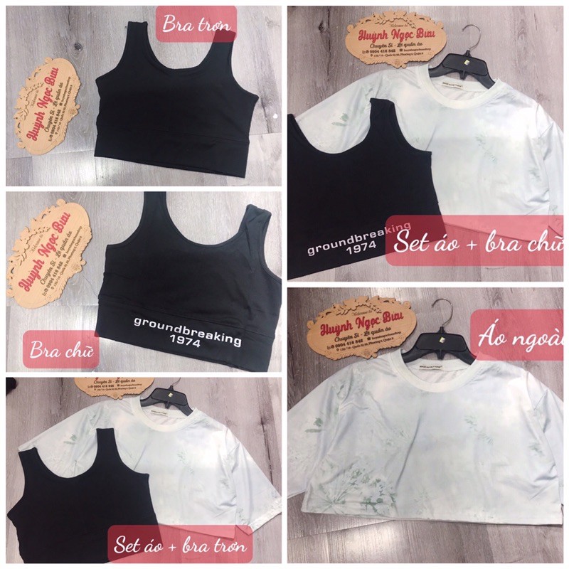 Set 2 món áo croptop loang màu / croptop tiedye + bra