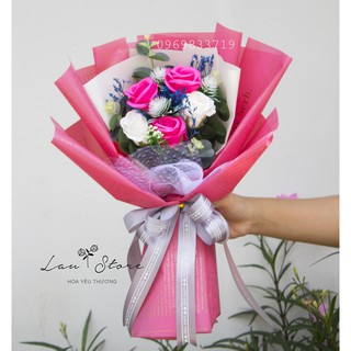 Bó hoa 5 bông mix giấy và bông theo yêu cầu