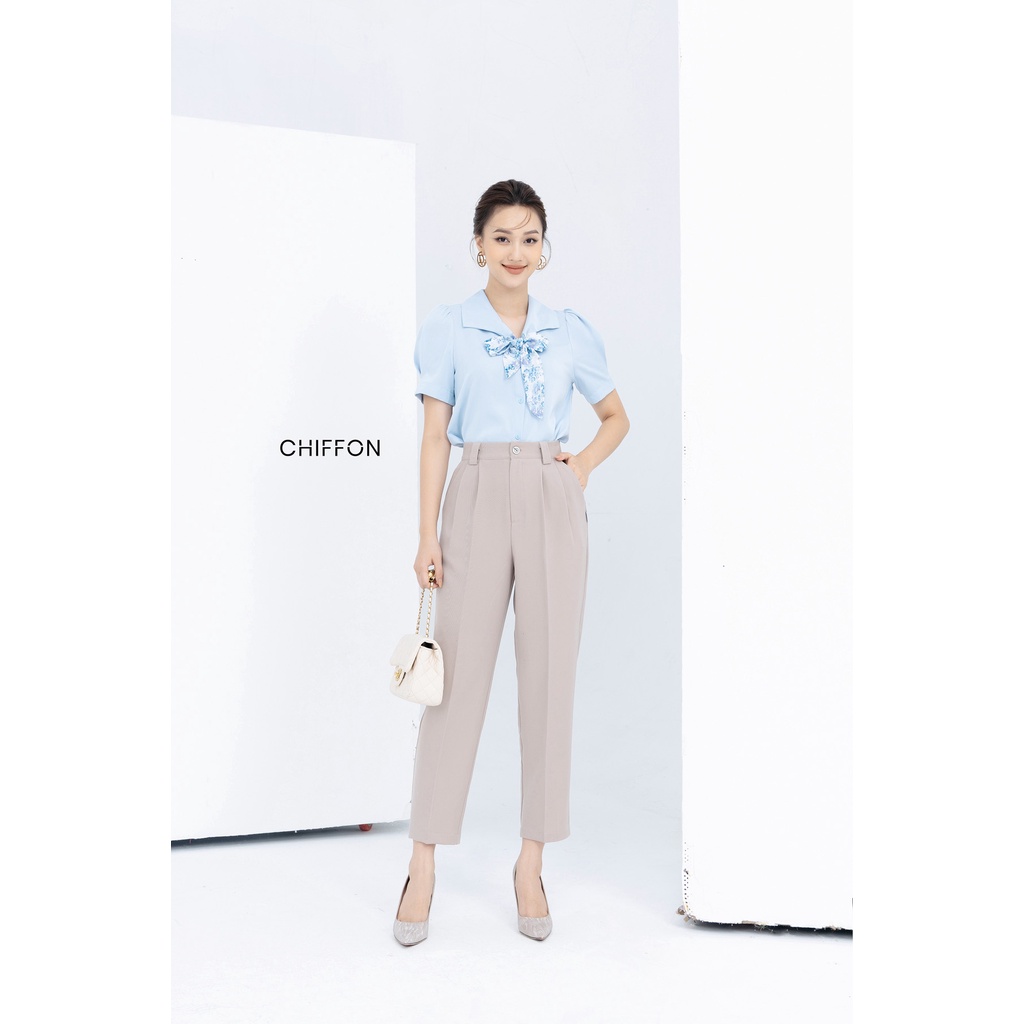 Quần baggy ống đứng 1 cúc cao cấp thiêt kế Chiffon