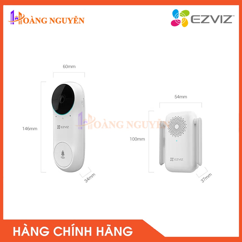 [NHÀ PHÂN PHỐI] Chuông Cửa Thông Minh EZVIZ DB2C - Kết Nối Không Dây, Trang Bị Ống Kính FHD, Phát Hiện Chuyển Động