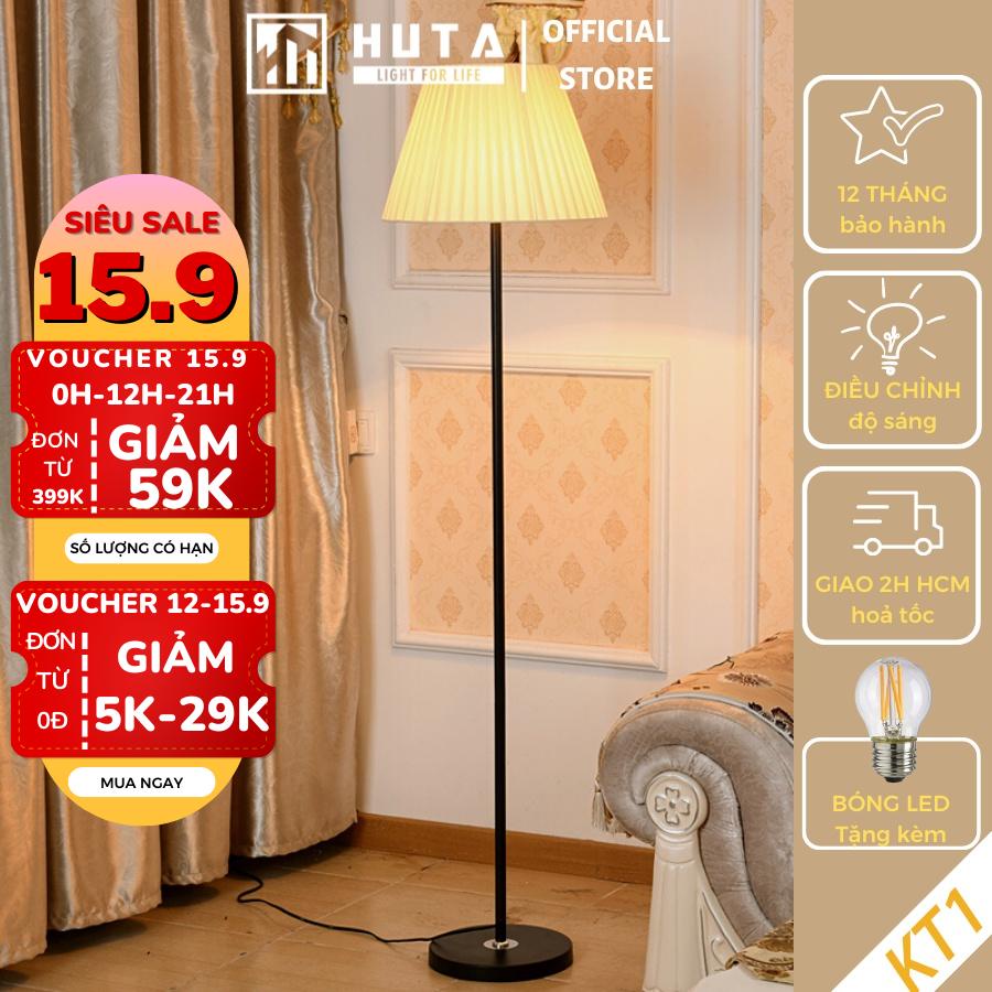Đèn Cây Đứng Phòng Khách HUTA, Dùng Làm Đèn Sàn Trang Trí Nội Thất, Phòng Ngủ, Góc Tường Sofa, Bóng Led, Chao Vải - KT1