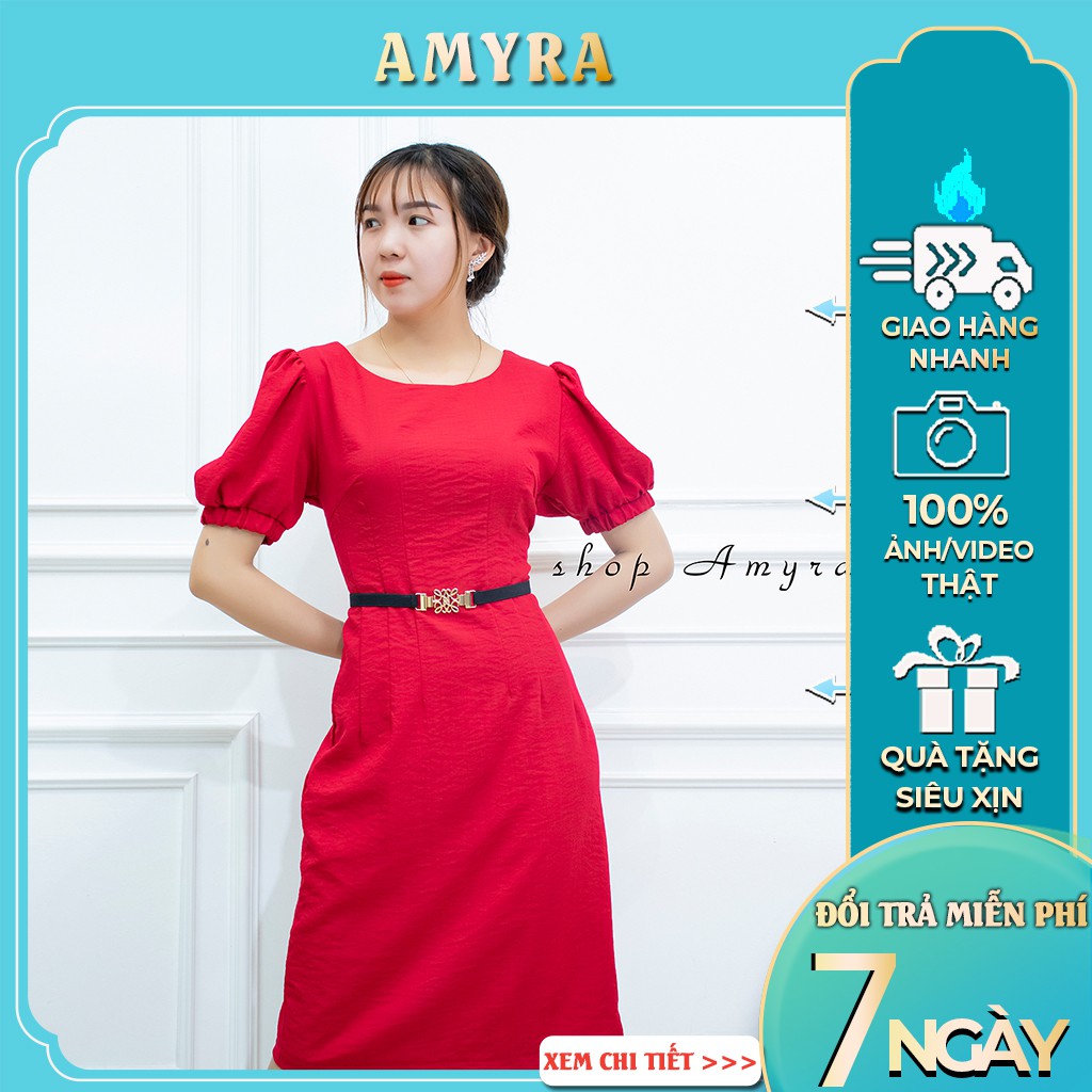 AMYRA - Đầm thiết kế dự tiệc sang chảnh dáng suông vải linen cao cấp dự tiệc đi làm,đi chơi,dạo phố DA01