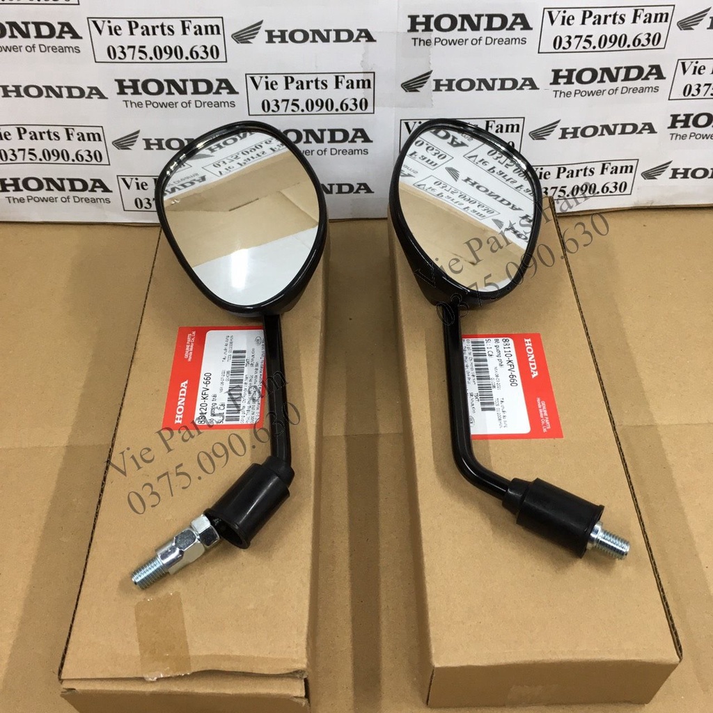 Bộ gương kính chiếu hậu dài Trái - Phải Wave A, RS, S100, Future - Hàng chính hãng Honda