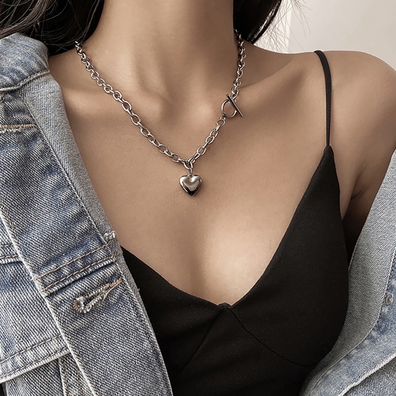 Vòng cổ Choker Mặt Trái Tim Thiết Kế Đơn Giản Thời Trang Cho Nữ
