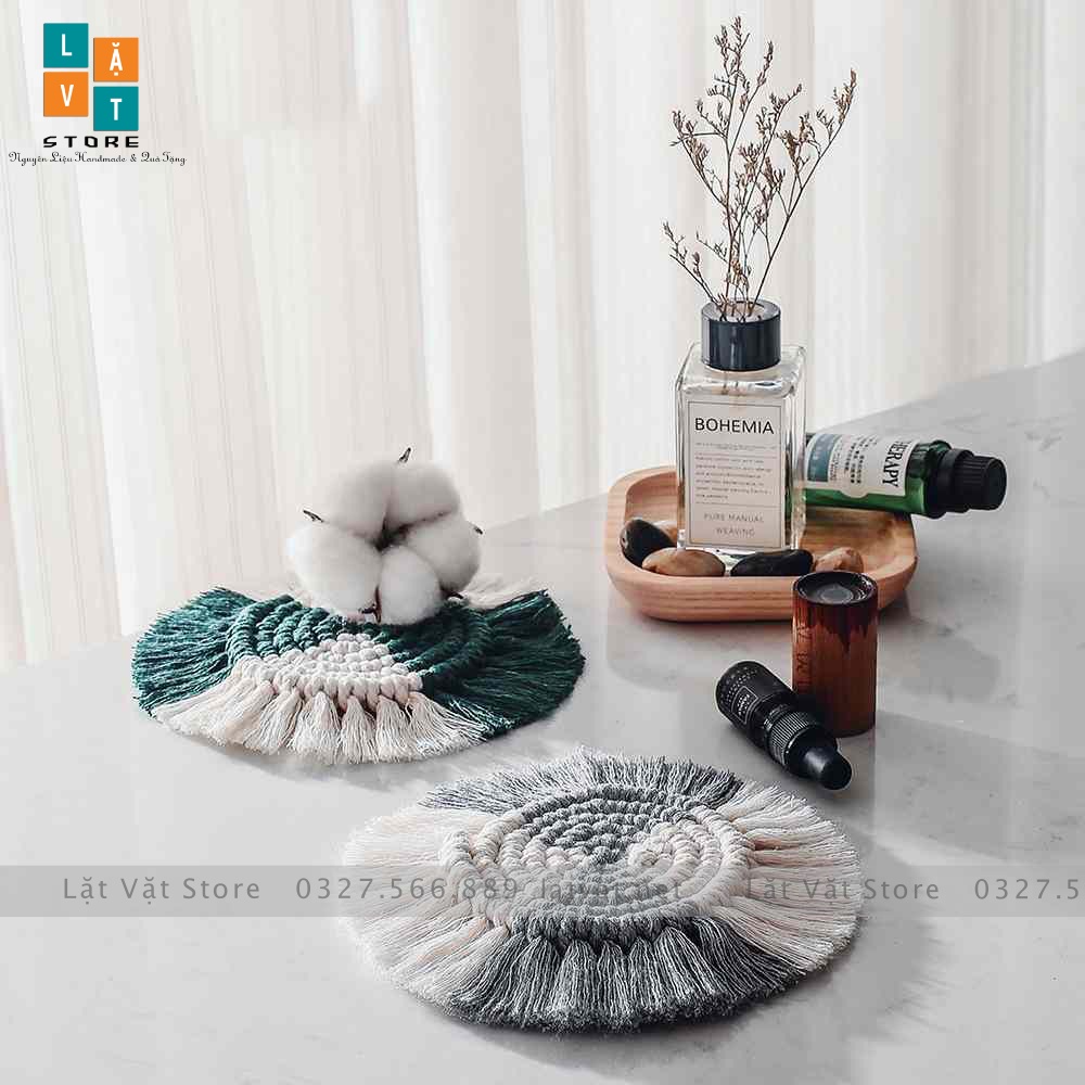 Tấm lót bàn chịu nhiệt Macrame dệt tay Monternet handmade - Patch dệt sợi bông chống nóng, tấm lót chụp ảnh sản phẩm