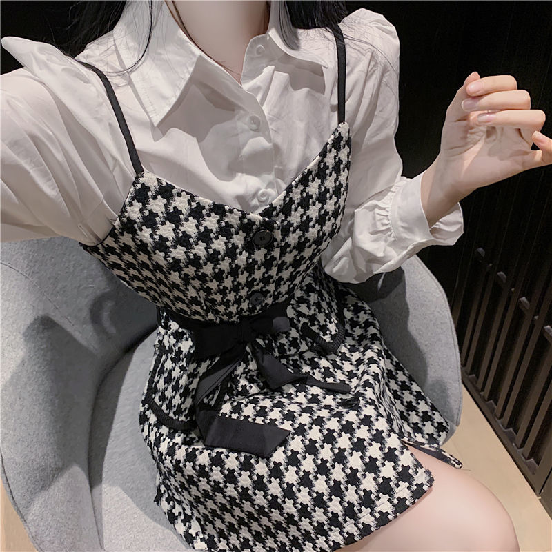 FREESHIP Đầm Sơ Mi Ca Rô Dài Tay Thời Trang trẻ phong cách duyên dáng sang chảnh kdx