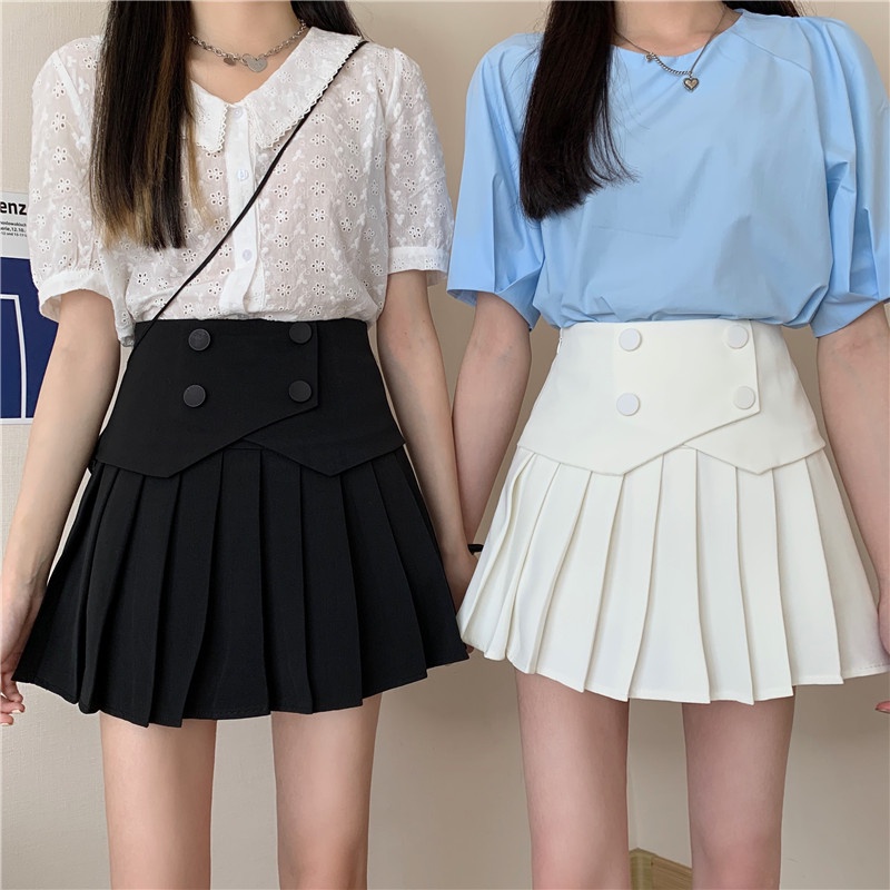 Chân váy xếp ly cách điệu dáng ngắn có 4 cúc Okella CV012 (có ảnh thật Shop chụp) | BigBuy360 - bigbuy360.vn