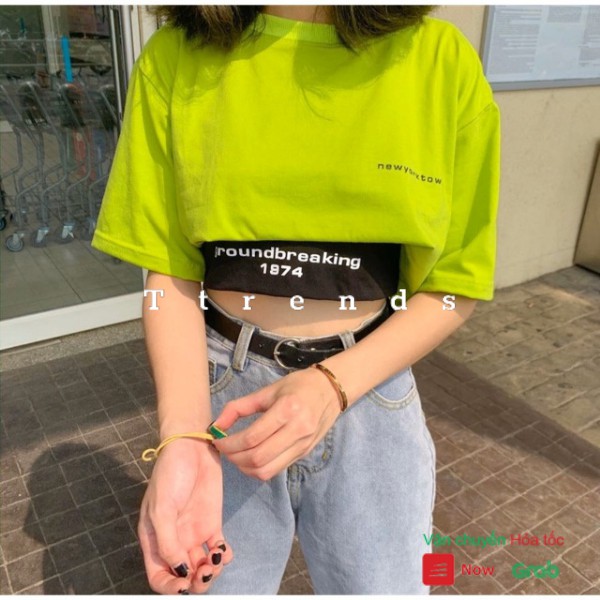 Áo croptop 1974 Hàn Quốc / Áo thun croptop dáng rộng cho nữ