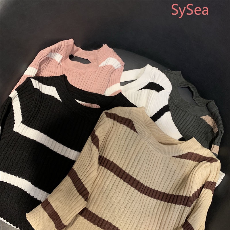 Áo Dệt Kim Hở Lưng Kẻ Sọc Thời Trang Mùa Hè Cho Nữ