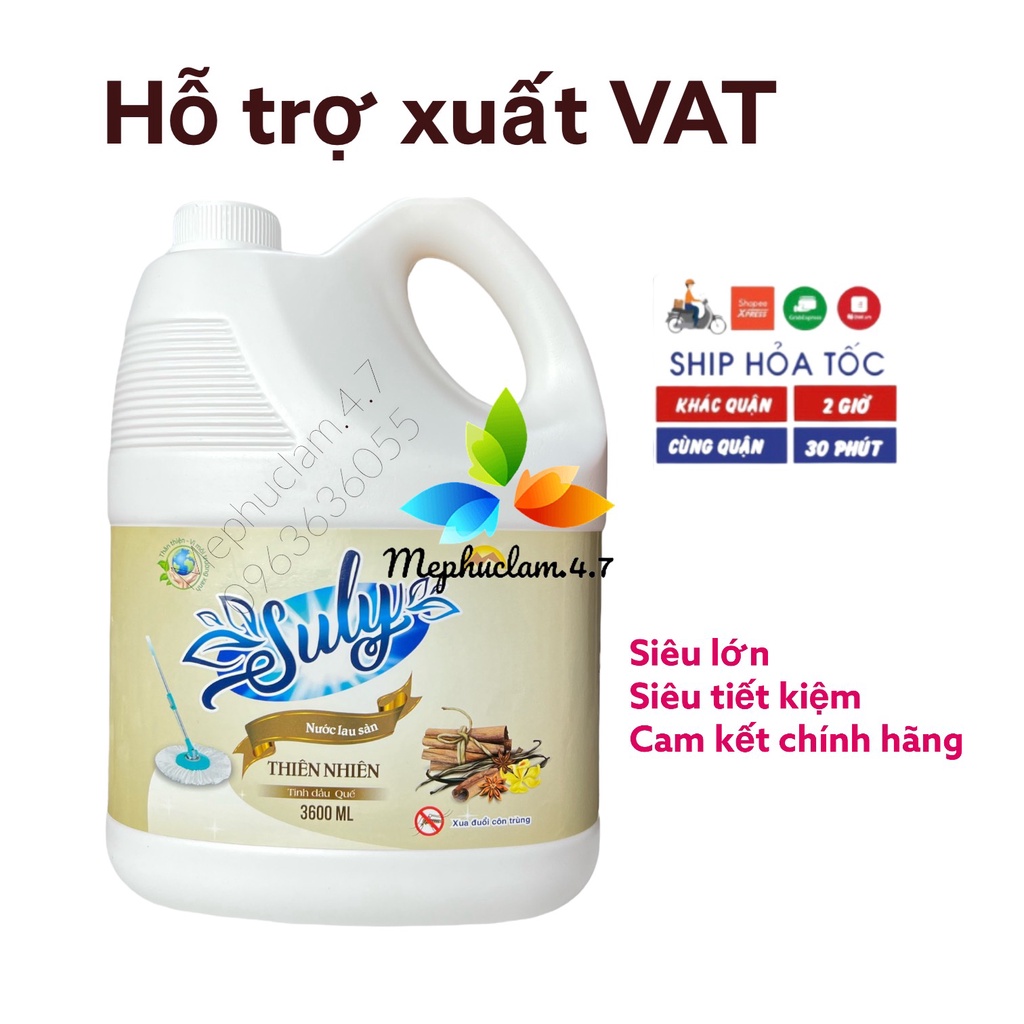 [Hỏa tốc] Nước lau sàn thiên nhiên Suly tinh dầu quế giúp xua đuổi côn trùng dùng cho nhà hàng, khách sạn, hộ gia đình
