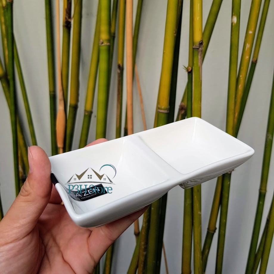 Set 2 đĩa gia vị , chén chấm sứ 2 ngăn Lock&amp;Lock Casa Zen SLT602