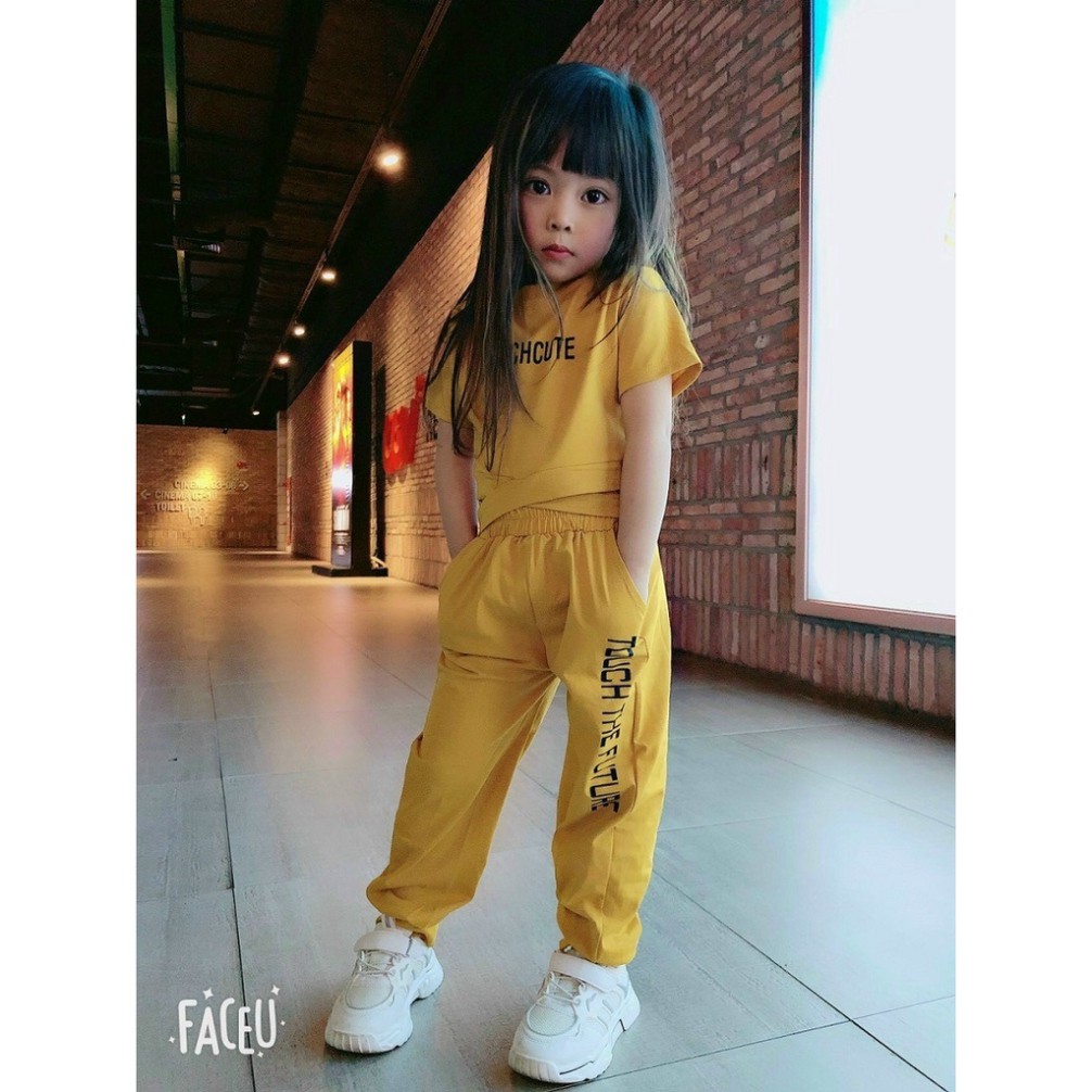 Bộ bé gái áo Croptop và Quần hiphop - Cotton 100% cao cấp - Thời trang Familylove   Hàng chuẩn thương hiệu