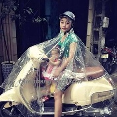 Áo mưa trong suốt 2 đầu Áo mưa cánh dơi bằng nhựa vi sinh siêu dai loại 2 đầu