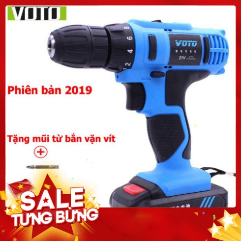 [FREE SHIP] Máy khoan VOTO 21V khoan sắt, gạch,gỗ, tôn, bắn vặn vít đa năng - Xanh nước biển