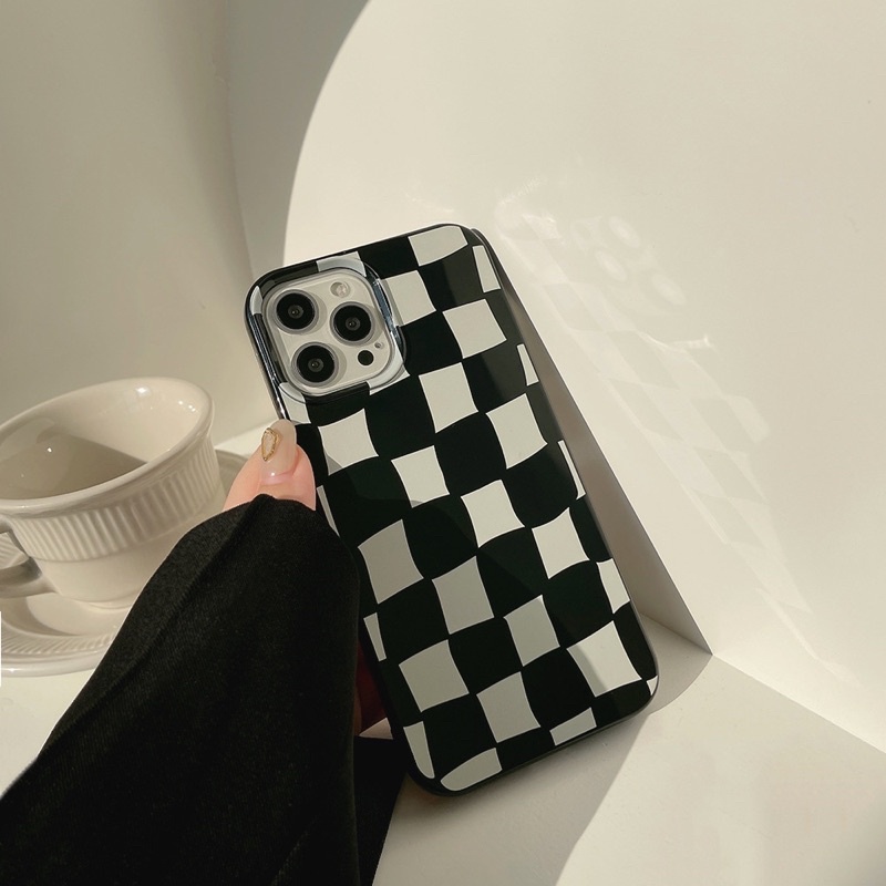 (SIÊU RẺ) Ốp lưng Iphone Caro đen trắng méo 6/6plus/6s/6splus/7/7plus/8/8plus/x/xr/xs/11/12/13/pro/max/plus/promax