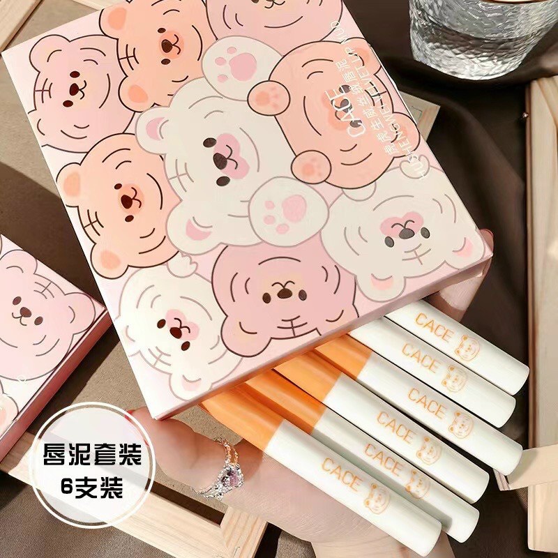 Set 6 cây son kem CACE gấu mẫu mới