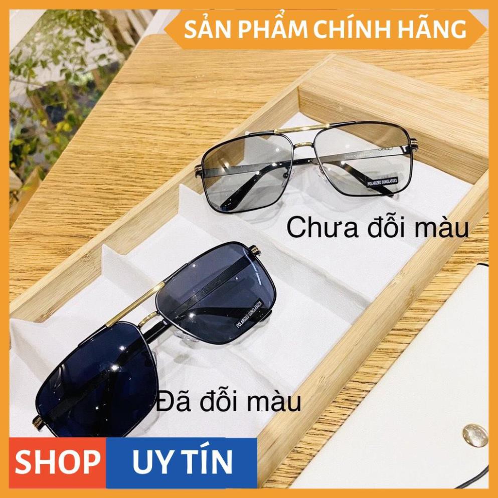 Kính mát nam cao cấp tròng kính đổi màu khi đi ra nắng - Mắt kính chống tia UV viền kim loại BDAUDI611 - Tặng kèm hộp da