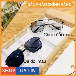 Kính mát nam cao cấp tròng kính đổi màu khi đi ra nắng - Mắt kính chống tia UV viền kim loại BDAUDI611 - Tặng kèm hộp da