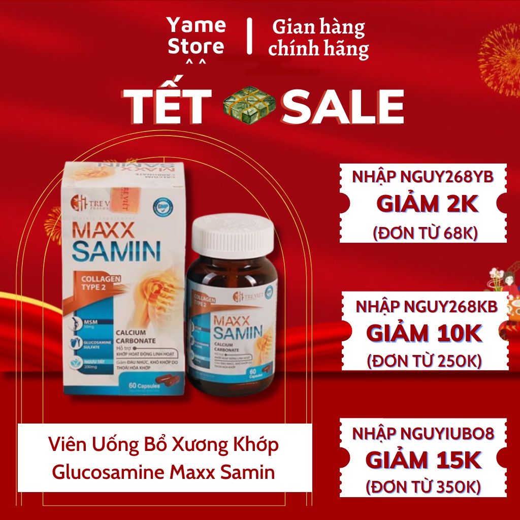 Viên Uống Bổ Xương Khớp Glucosamine Maxx Samin Collagen Type 2 - Giúp Giảm Đau Nhức Mỏi Khớp, Giảm Thoái Hóa Khớp