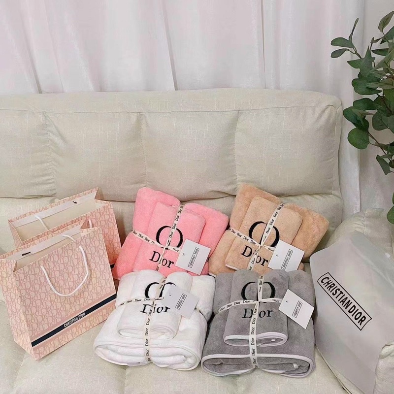 Sét 2 khăn tắm cotton thấm hút thương hiệu mềm mịn