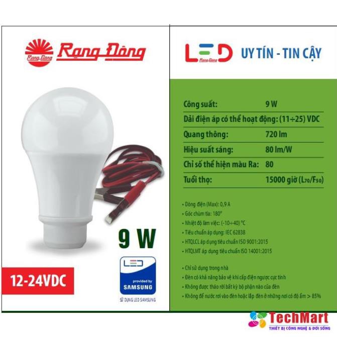 Bóng Đèn LED Kẹp Bình Ắc Quy 12V - 24V DC 7W / 9W / 12W Rạng Đông, ChipLED Samsung