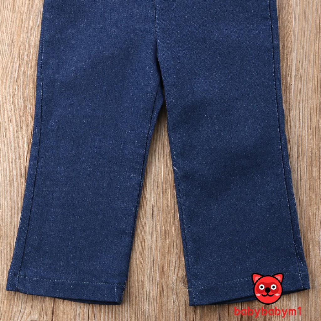 Bộ Áo Liền Quần Denim Cho Bé Gái