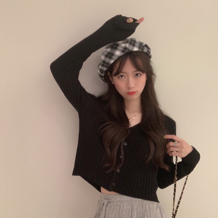 Áo cardigan dệt kim màu trơn dáng ngắn thiết kế mới thời trang mùa thu theo phong cách hàn quốc cho phái nữ