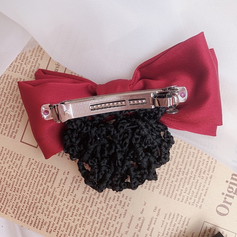 Kẹp tóc búi lưới công sở nơ lụa hàng thiết kế L10