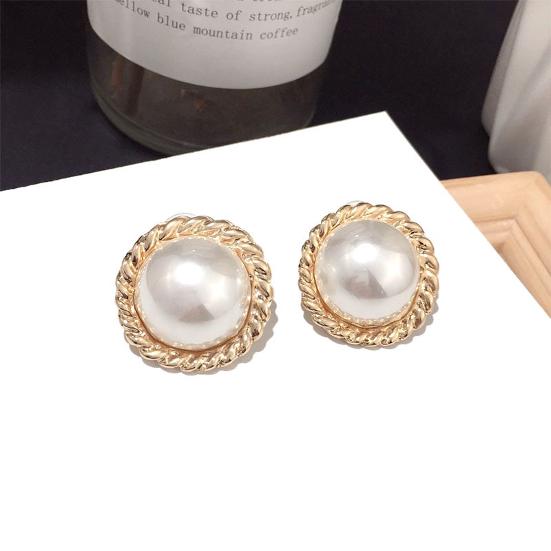 Bông Tai Đính Ngọc Trai Lớn Thanh Lịch Dành Cho Nữ