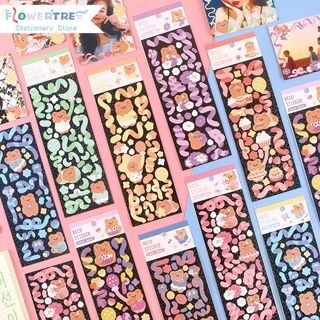 Flowertree 1 Miếng Dán Hình Gấu Dễ Thương Dùng Trang Trí Sổ Tay