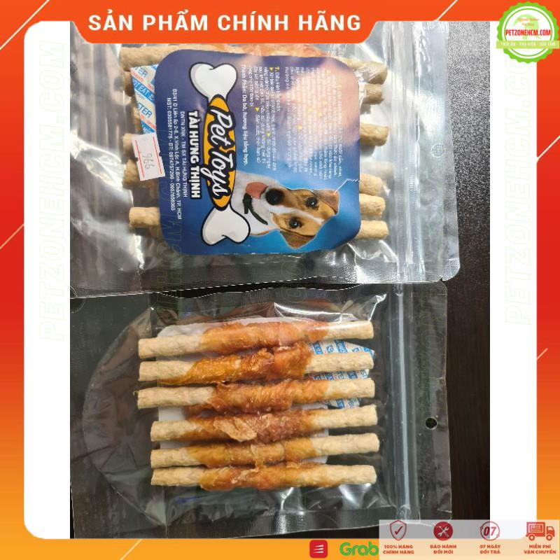 Xương gậm da bò quấn thịt 🦮 FREESHIP 🦮 Pet Snack THT MS: 966 6 cây | bánh thưởng xương gậm da bò sạch răng cho chó cún