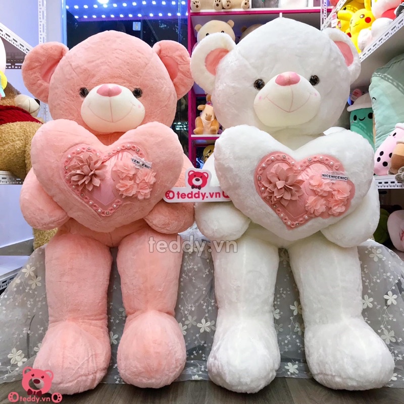 Gấu bông Teddy ôm hoa siêu yêu, teddy cao cấp