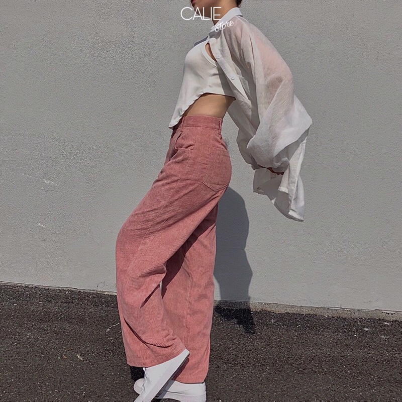 Quần culottes ống suông chất giả nhung