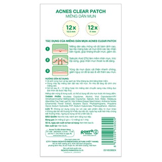 Miếng Dán Mụn Kháng Khuẩn, Sạch Mụn Acnes Clear Patch (24 Miếng)