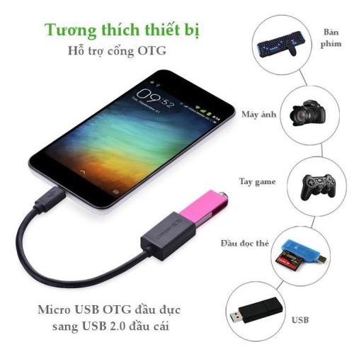 Cáp chuyển Micro USB sang USB 2.0 OTG UGREEN 10396 - Hàng Chính Hãng