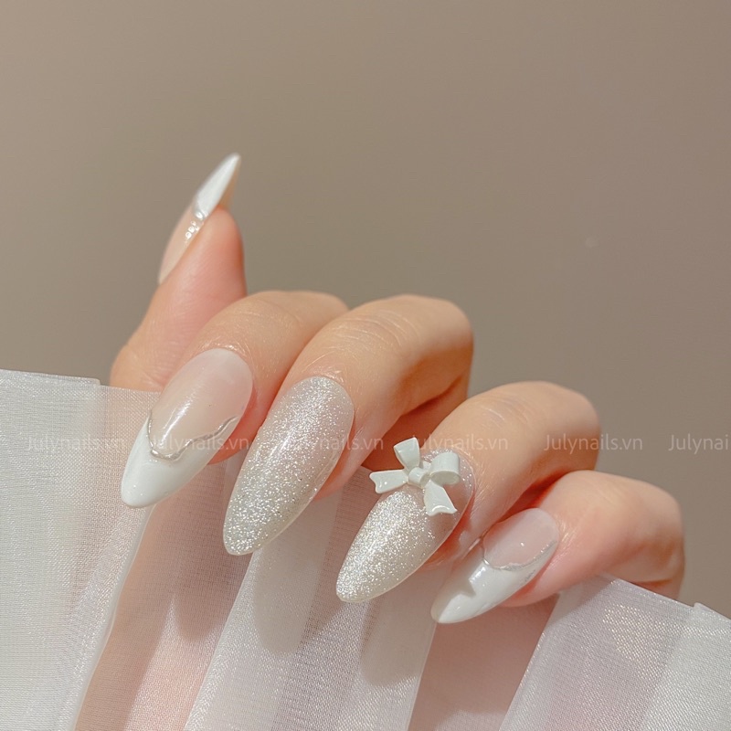 Móng Úp Thiết Kế Mắt Mèo Thạch Đính Nơ nb125 julynails.vn