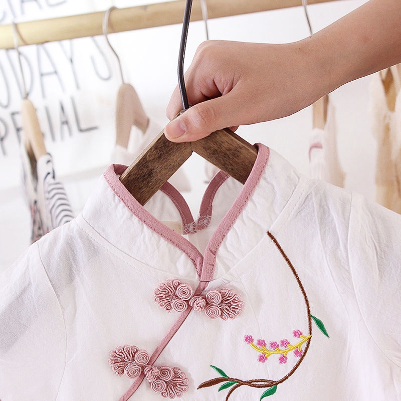 Bộ đầm kiểu dáng cổ trang Trung Quốc phong cách nhà Hán dành thời trang mùa hè cho bé gái 0-4 tuổi