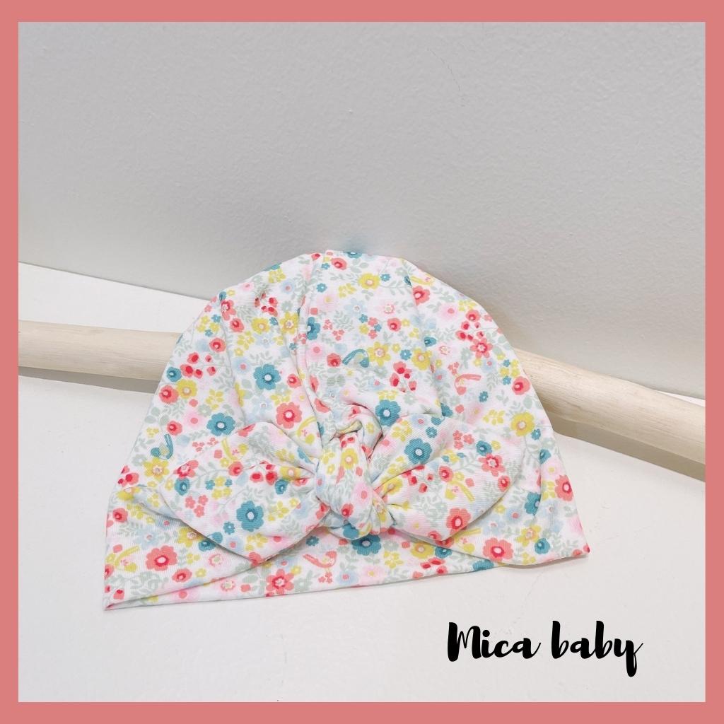Mũ turban chất cotton họa tiết hoa nhí sắc màu dễ thương cho bé gái MTB169 Mica Baby