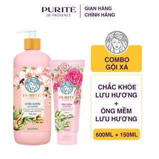 Combo Dầu Gội Purité Chắc Khỏe Lưu Hương 600ml + Dầu Xả Purité Óng Mềm Lưu Hương 150ml