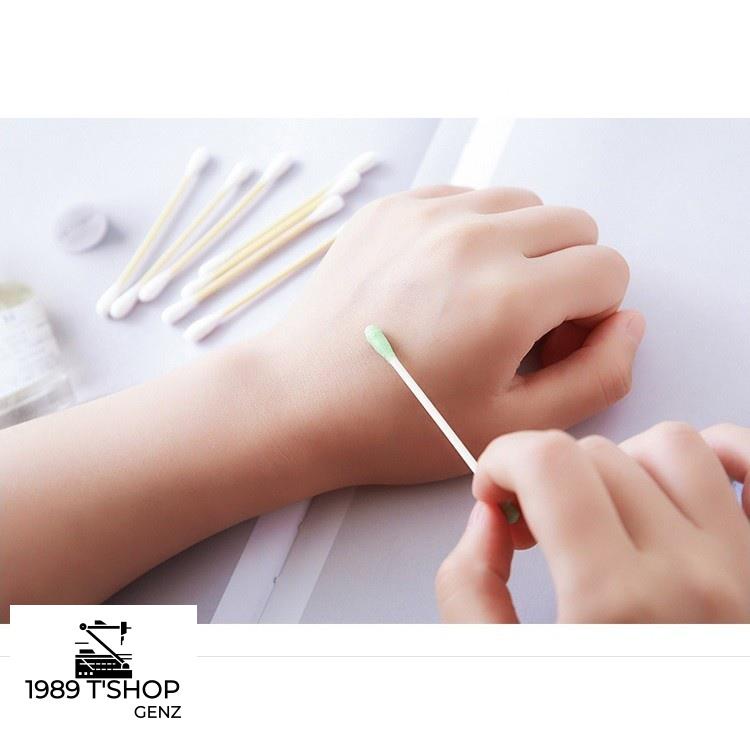 Tăm Bông Thân Gỗ, Tăm Bông Ráy Tai Thân Thiện Với Môi Trường Bịch 100 Que