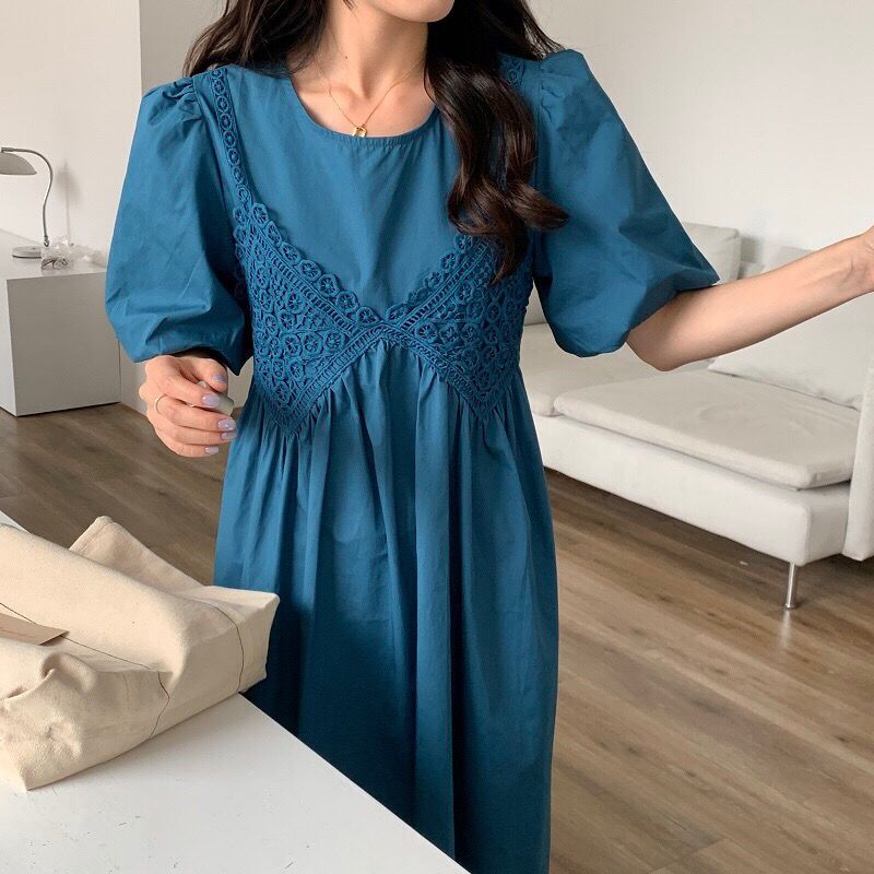 Đầm Nữ Phối Ren Hai Dây Thời Trang Thanh Lịch Cho Nữ