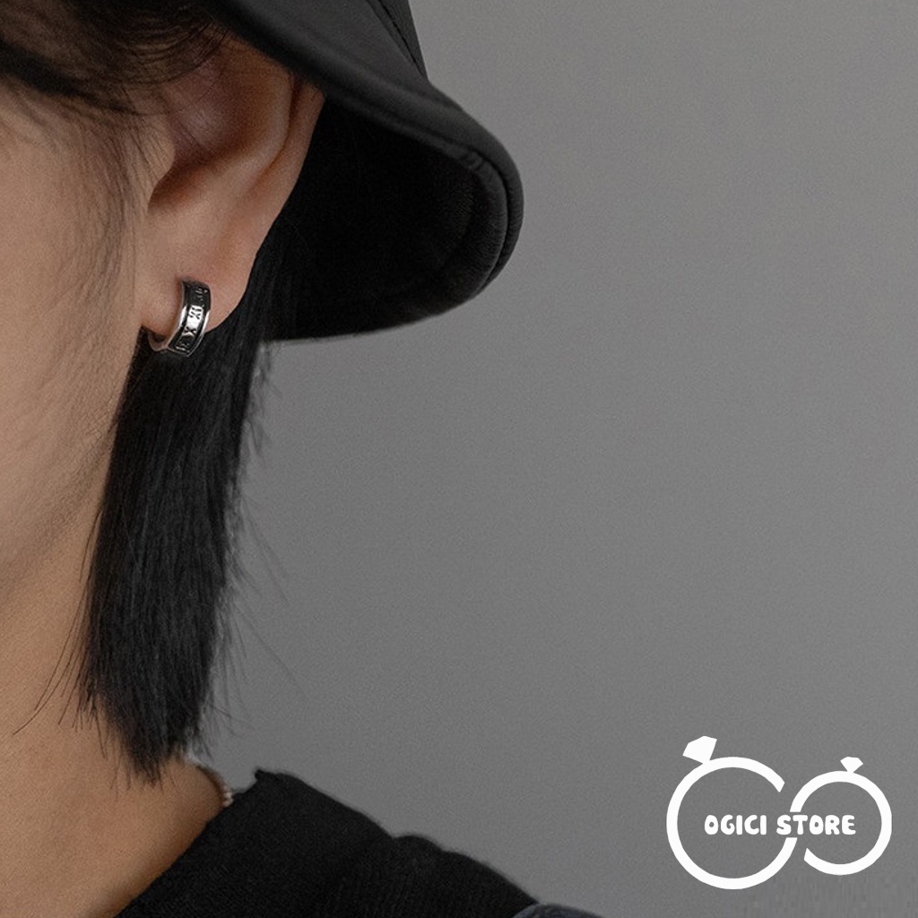 Khuyên tai nam nữ thời trang, Bông tai nam dáng tròn số la mã phong cách hiphop cá tính, Unisex, 1 chiếc