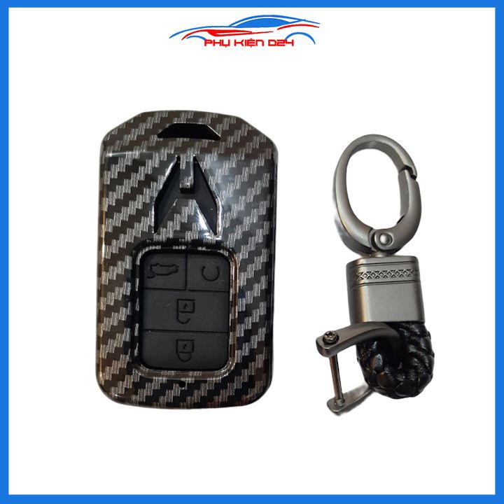 Ốp vỏ bọc chìa khóa xe Civic 2019-2020 bản 4 nút sợi nhựa cacbon kèm móc treo Inox