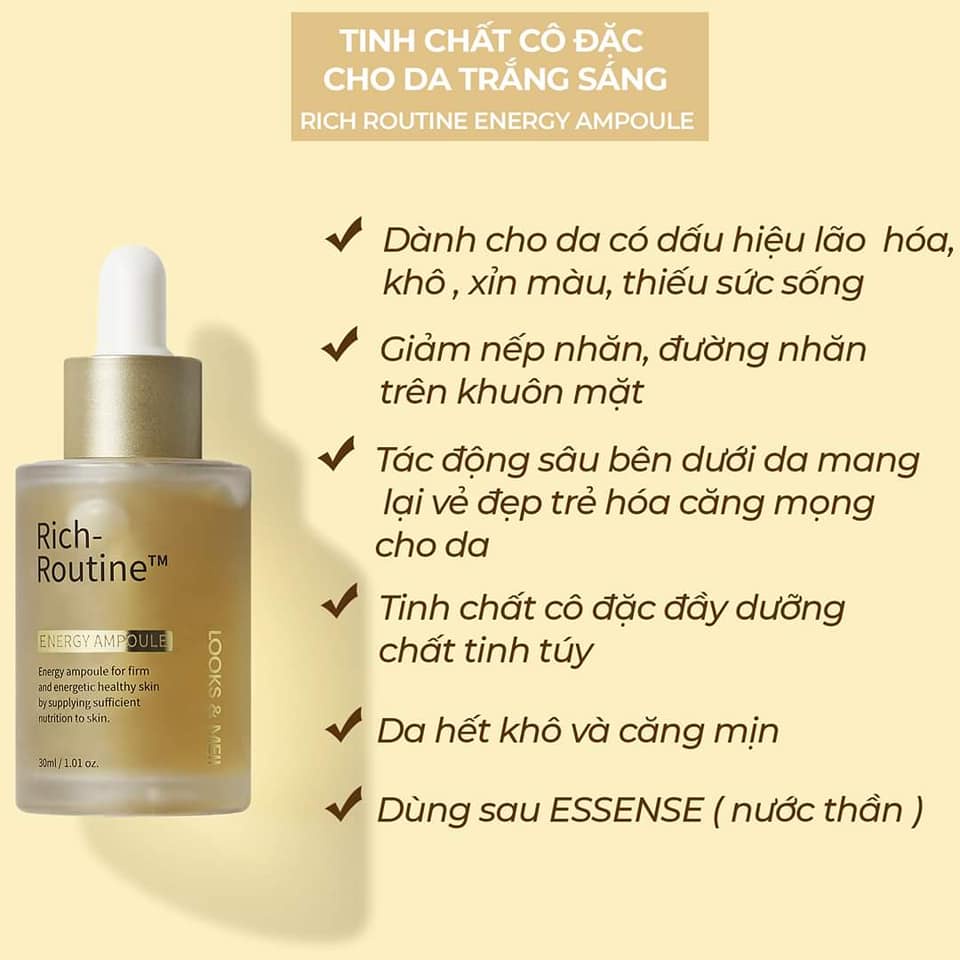 Tinh chất dưỡng sáng da giàu năng lượng Rich Routine Looks &amp; Meii 30ml