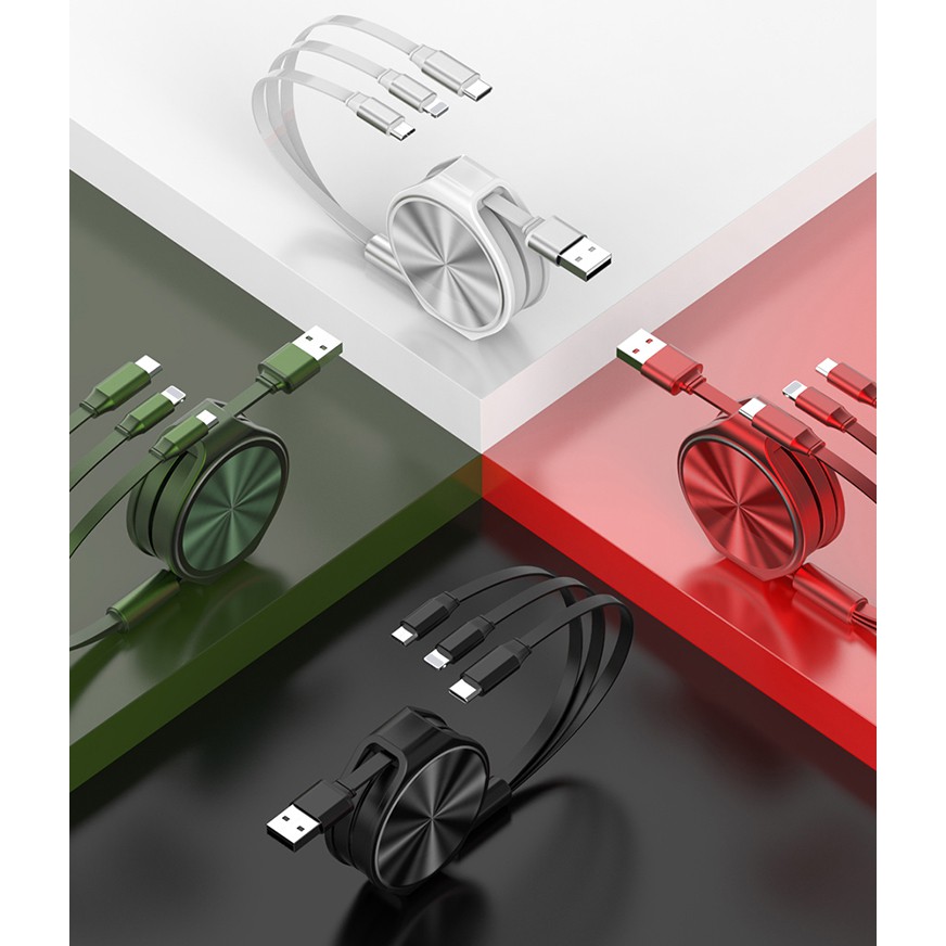 Cáp Pisen 3 trong 1 , 1.2m CD III, model: LS-AP10-1200, bảo hành 18 tháng - Hàng chính hãng