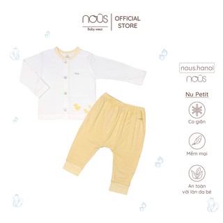 Bộ Quần Áo Sơ Sinh Nous Cài Cài Thẳng Dài Newborn Vàng Trắng NB - NBCT9