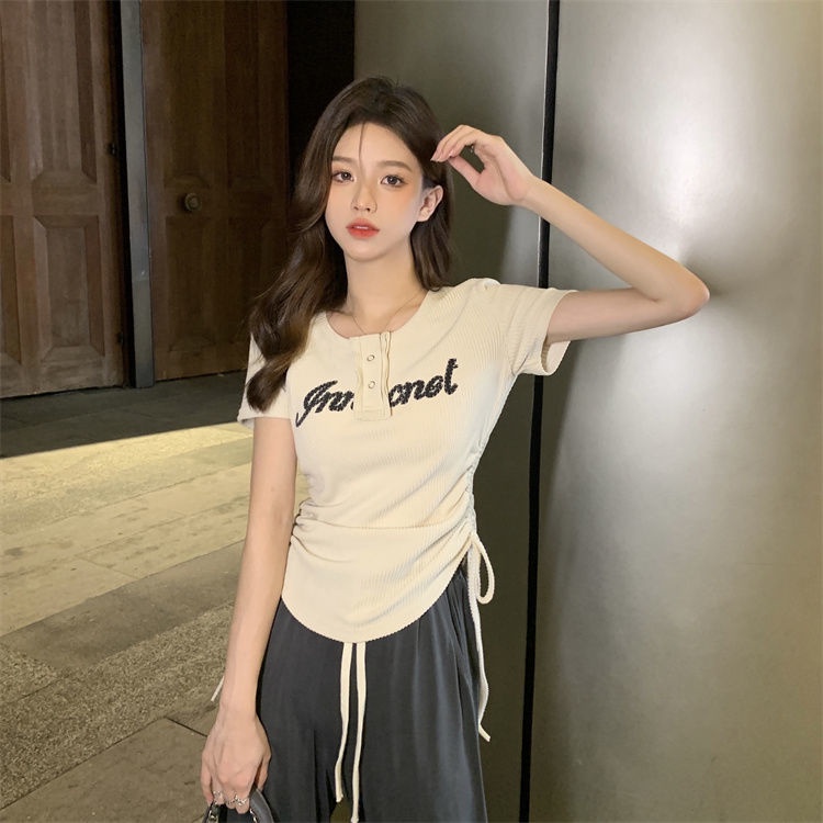 Áo Thun Tay Ngắn Phối Dây Rút Thời Trang 2022 JL-TX-221