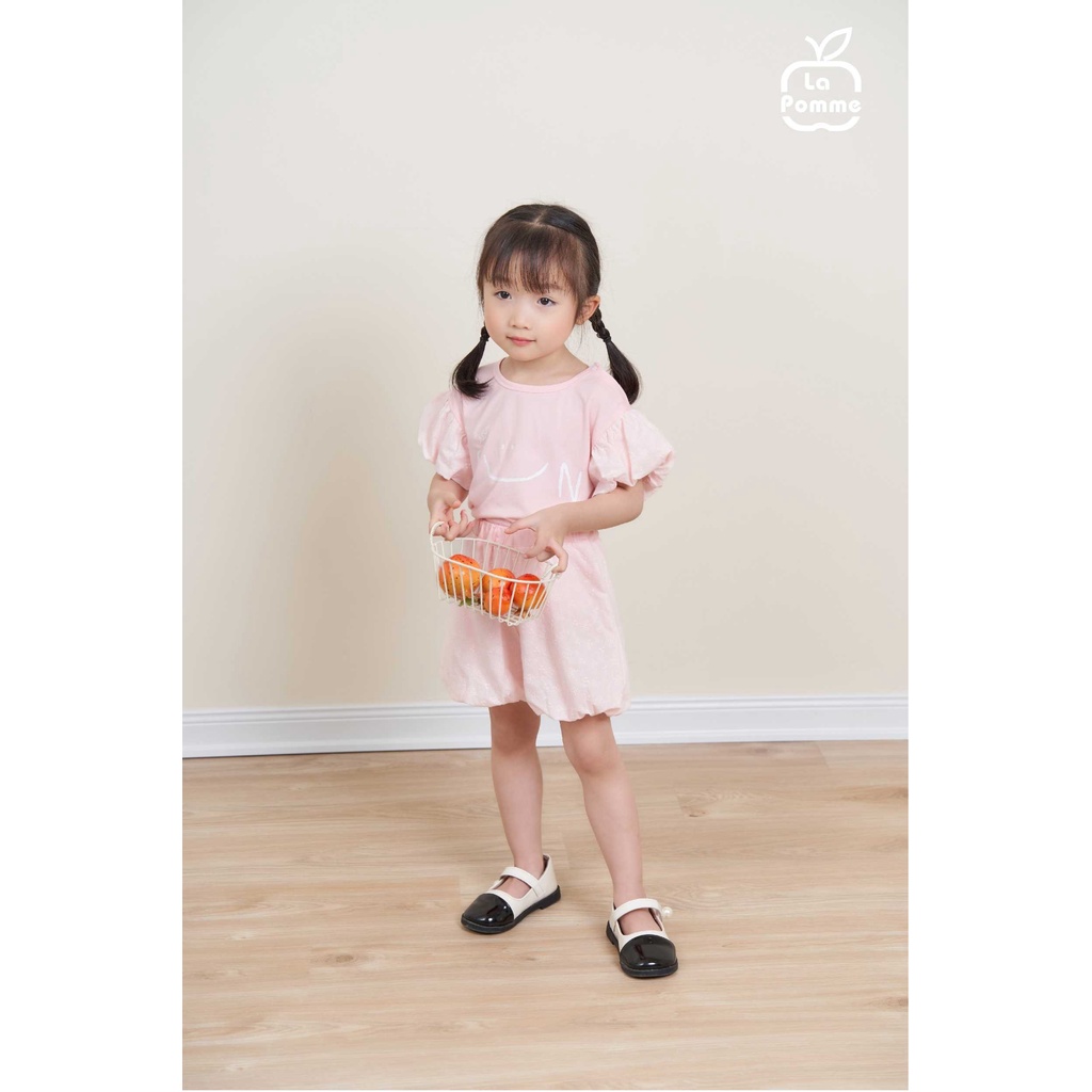 Bộ La Pomme côc tay phồng smile chất vải cotton cao cấp mềm mịn thoáng mát thấm hút tốt cho bé gái 12006