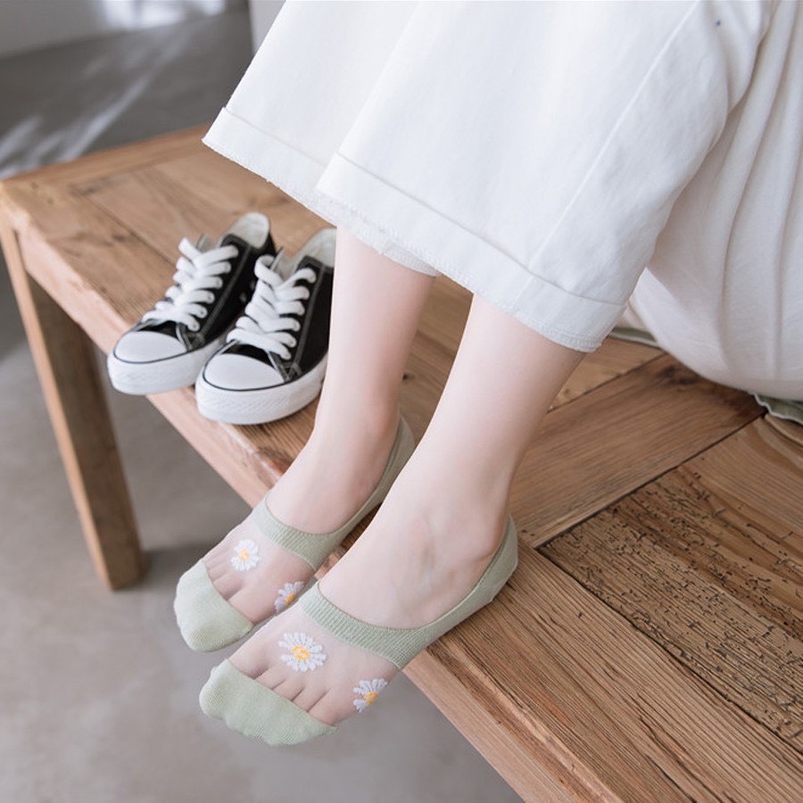 Tất(vớ) nữ lưới cổ ngắn thêu họa tiết hoa quả dễ thương, bắt mắt BM27