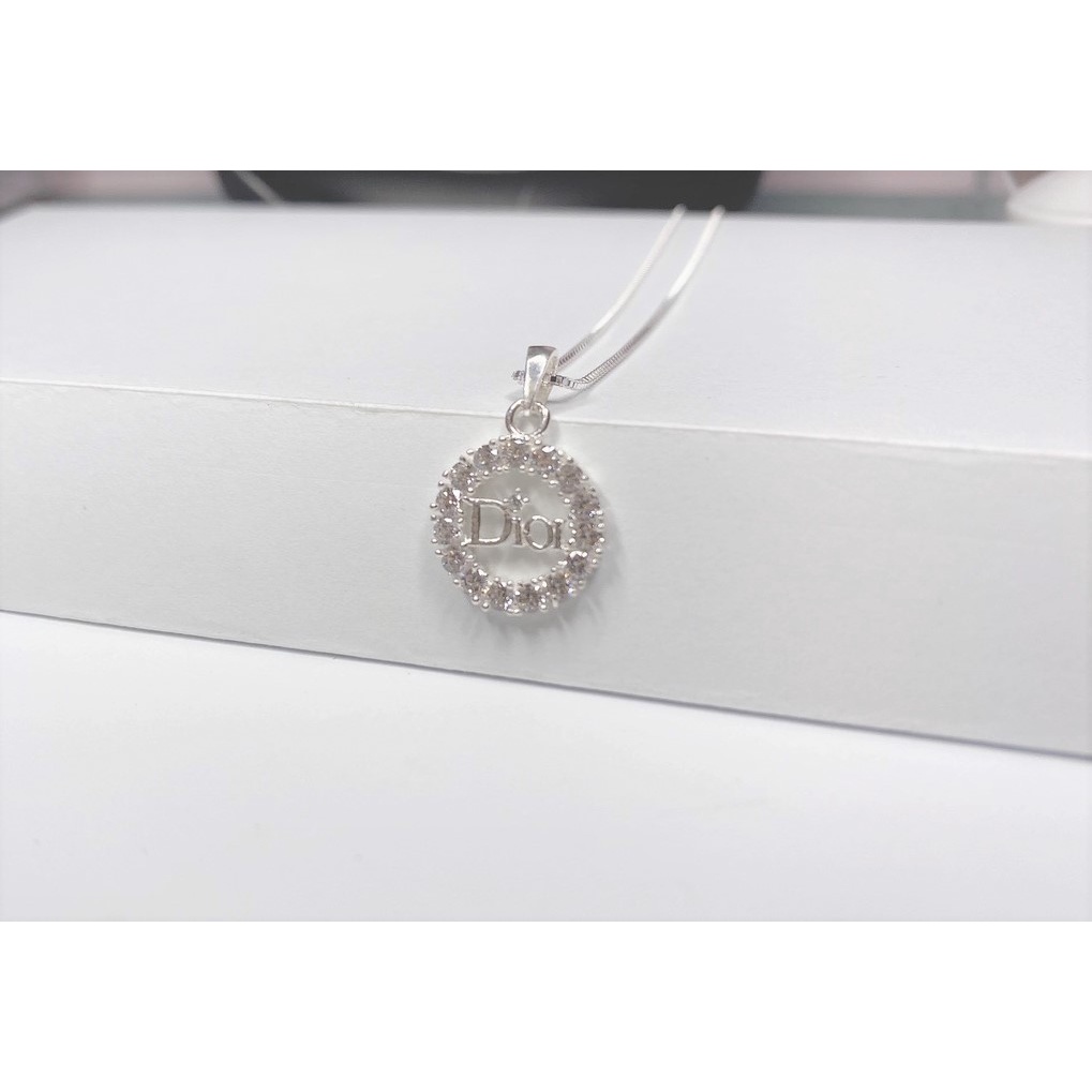 Dây chuyền bạc nữ mặt hình tròn gắn đá thời trang, chất liệu bạc S925 sáng bóng